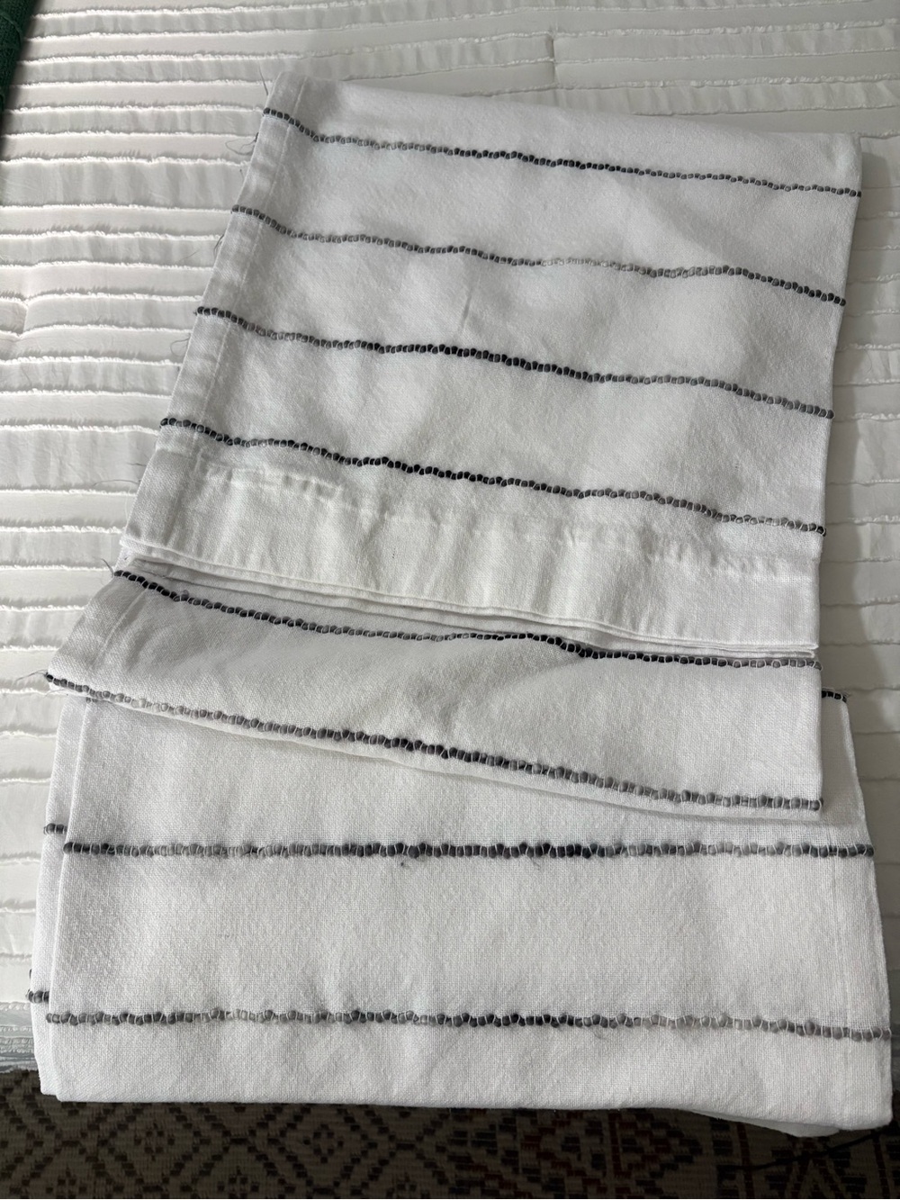 Ombré gray striped white curtain panels